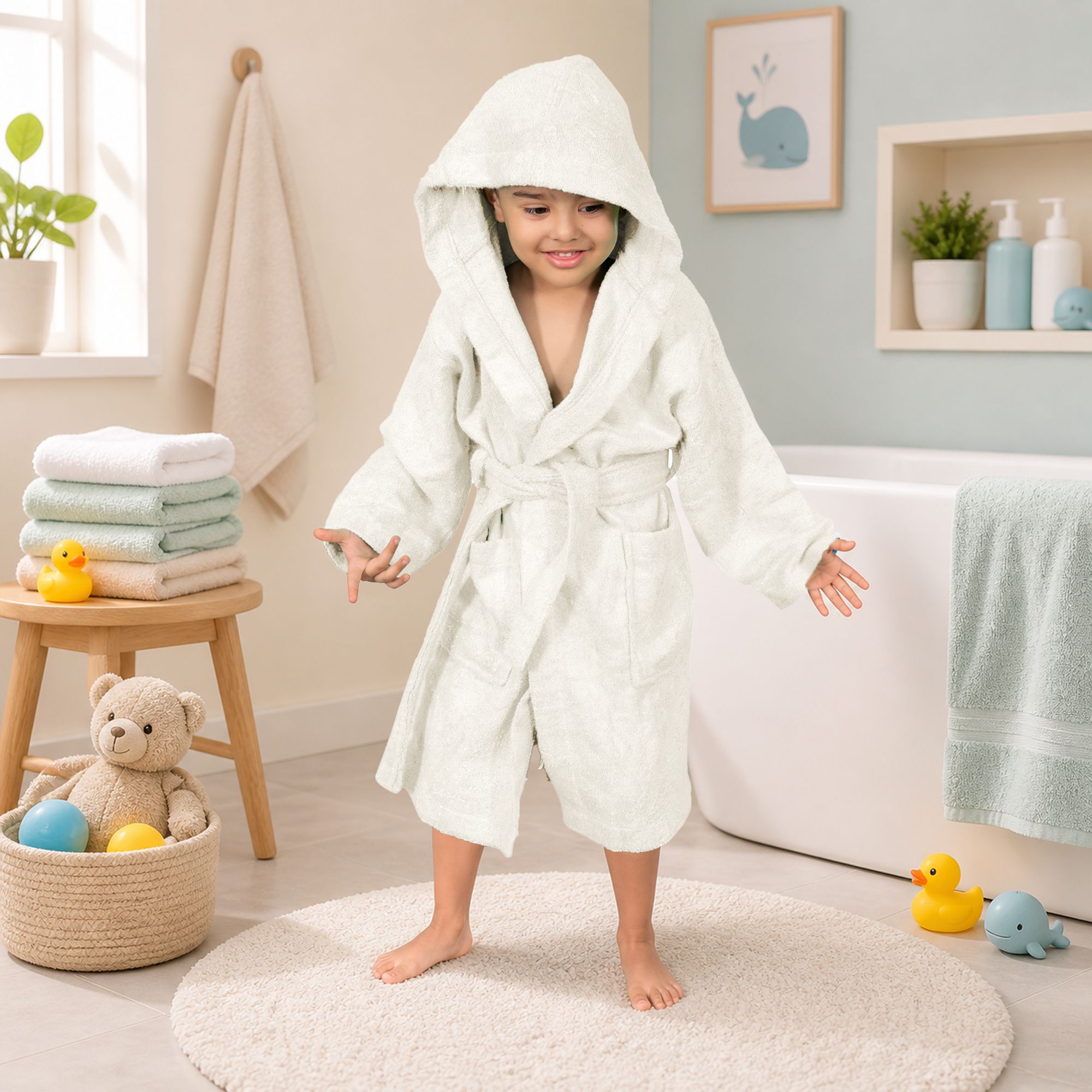 mumma's touch White Free Size Bath Robe-picture-18
