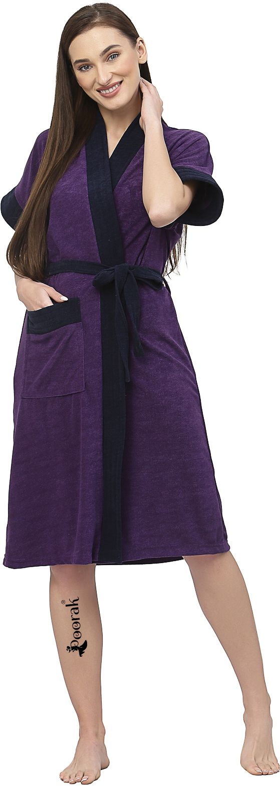 Purple Navy Free Size Bath Robe-image-21