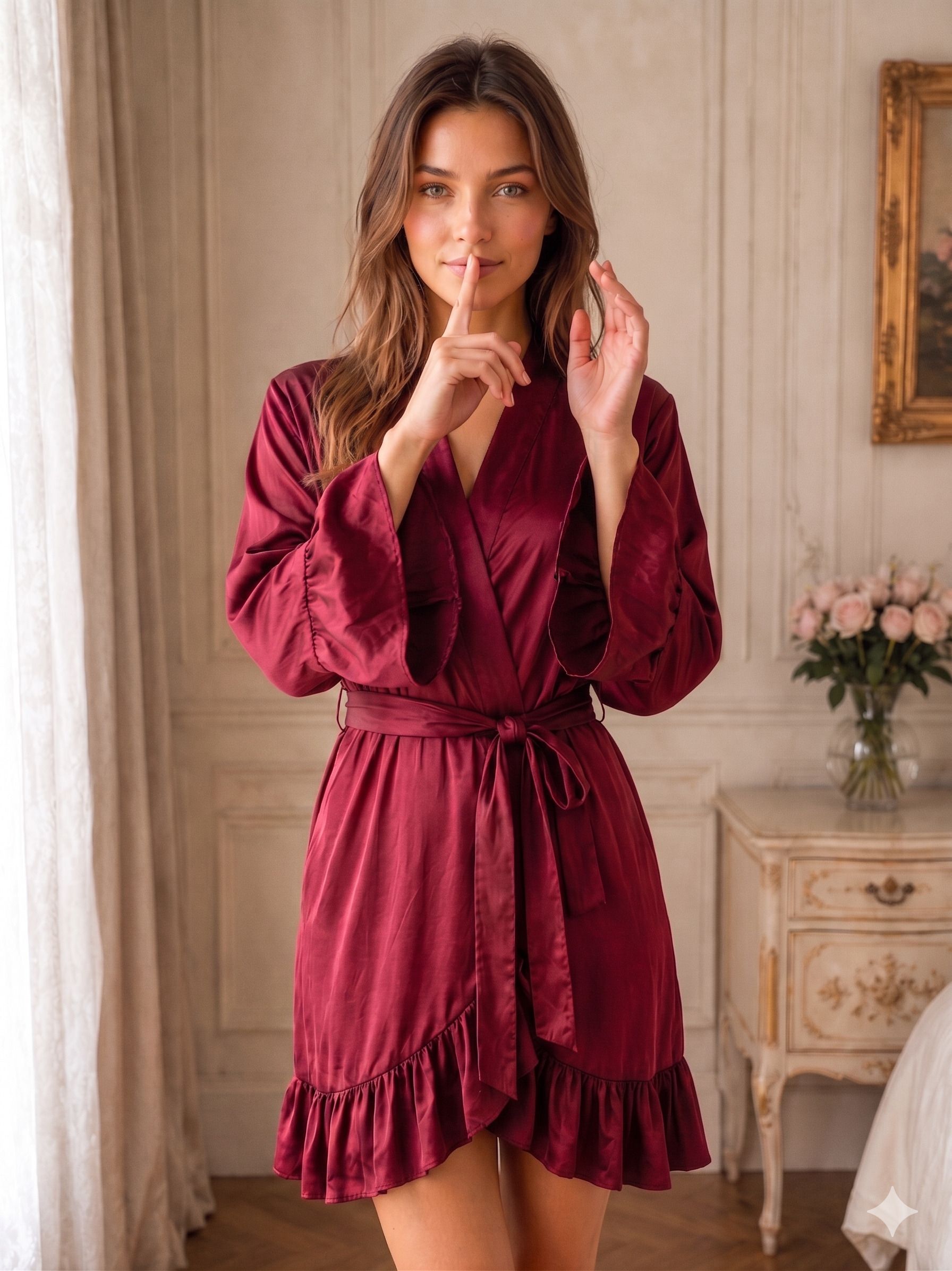 for you for me Maroon XL Bath Robe-picture-34