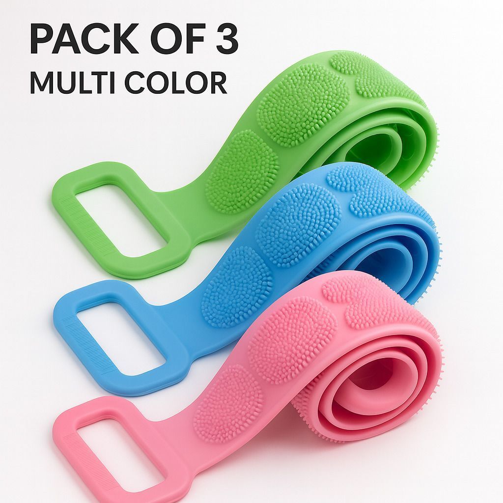 Silicone Back Scrubber Bath Brush with Handle | Body Exfoliating Cleaner-image-11