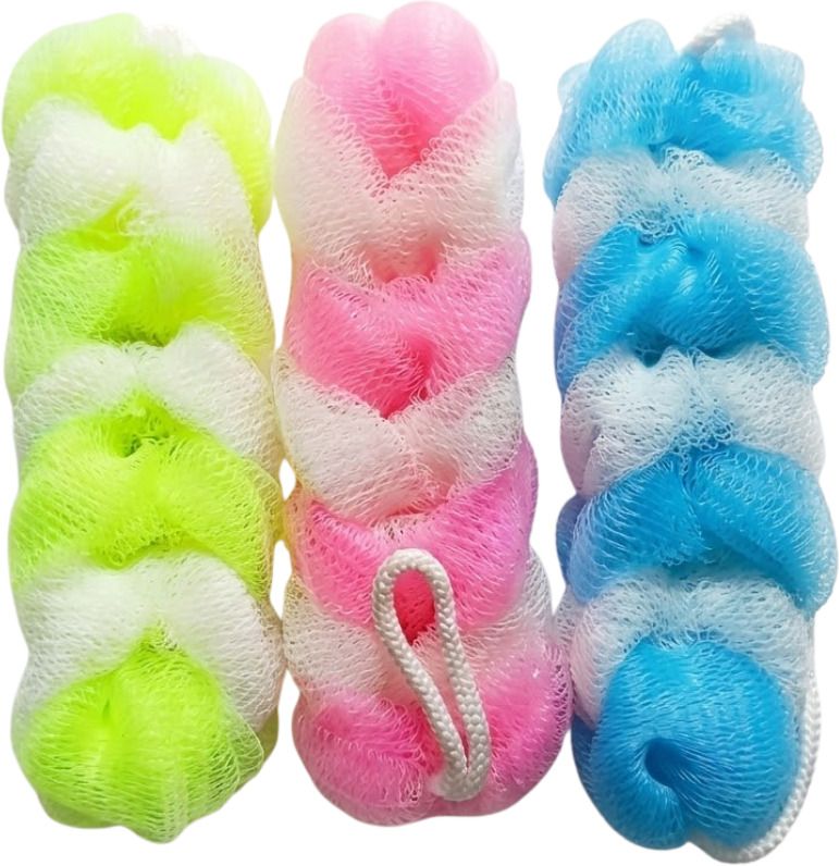 samridhi enterprises Shower Loofah Sponge Pack of 3 Nylon Mesh Bath Scrubber with Hanging Loop-picture-10