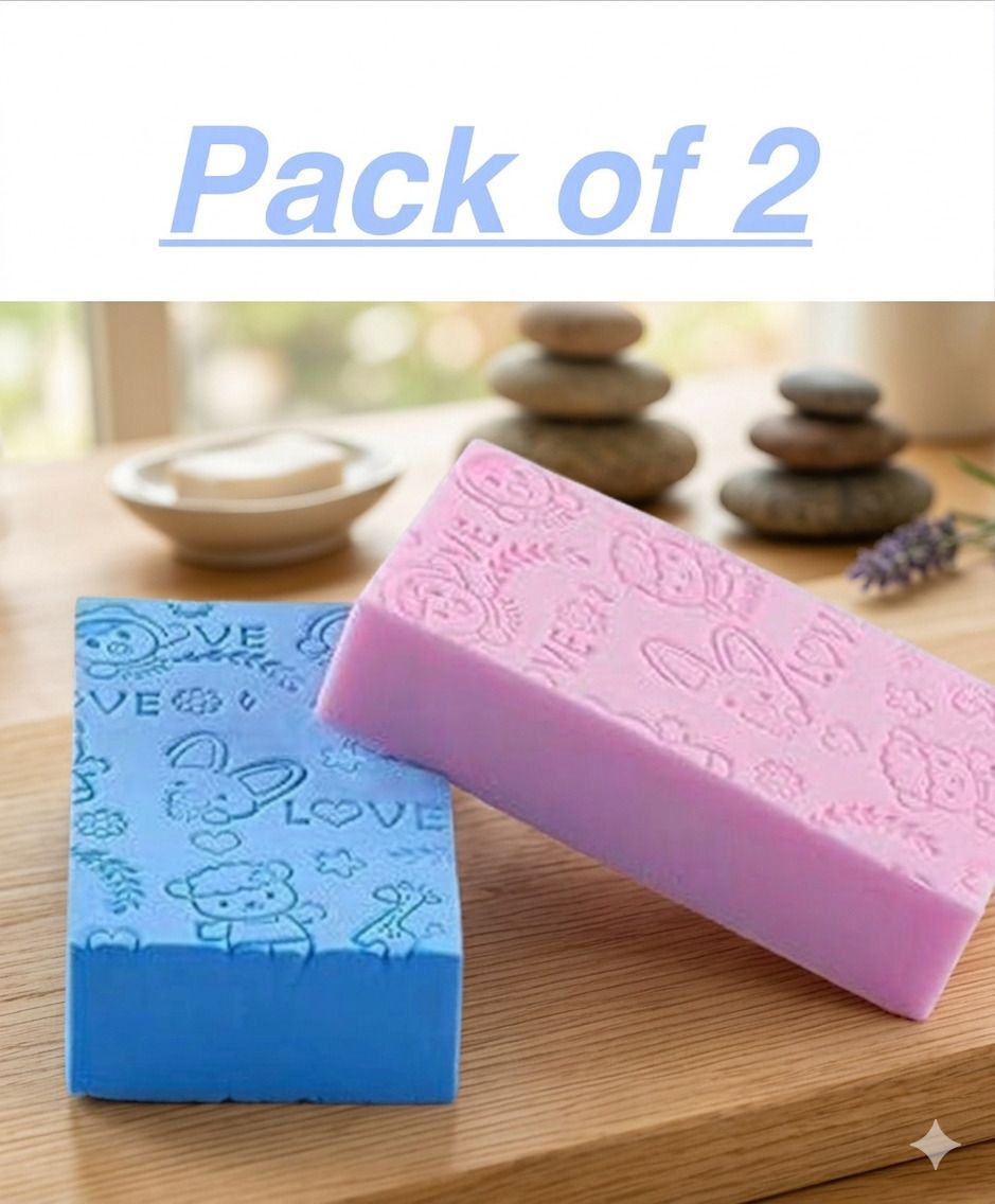 atozhubz Pack of 2 Cute Baby Bath Sponge Soft Body Cleaning Foam Sponge for Kids & Babies-picture-15
