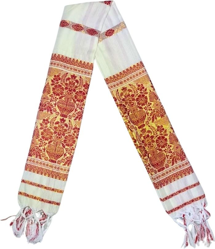 fabricium Self Design, Woven Polycotton Men Red, Beige Fancy Scarf, Scarf-picture-7