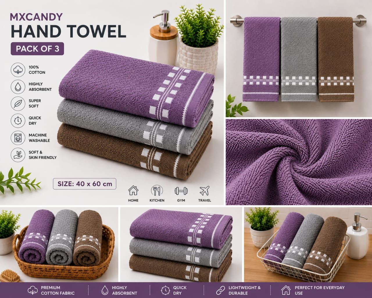 Cotton 450 GSM Hand, Face, Sport Towel-image-21