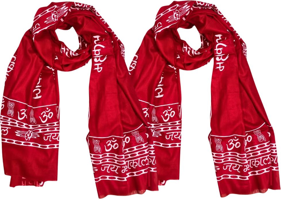 Printed Pure Cotton Men Red Fancy Scarf, Scarf, Stole-image-31