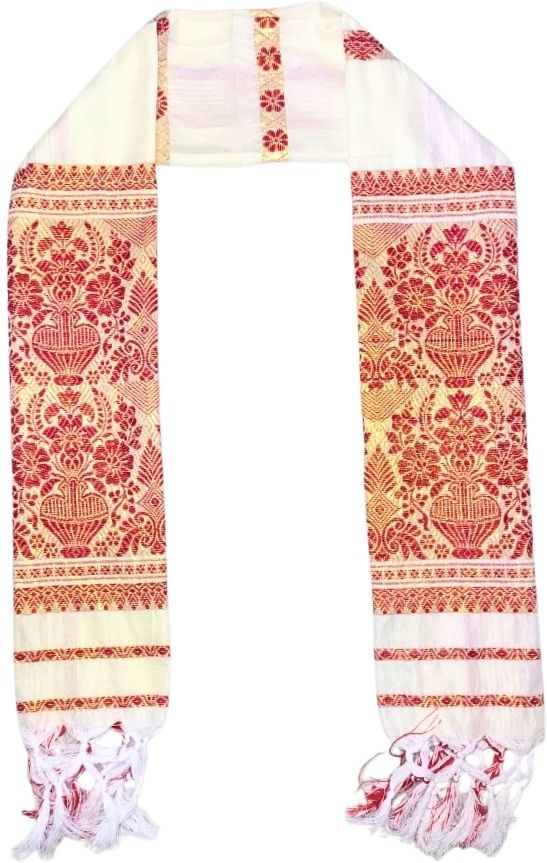 fabricium Self Design, Woven Polycotton Men Red, Beige Fancy Scarf, Scarf-picture-44