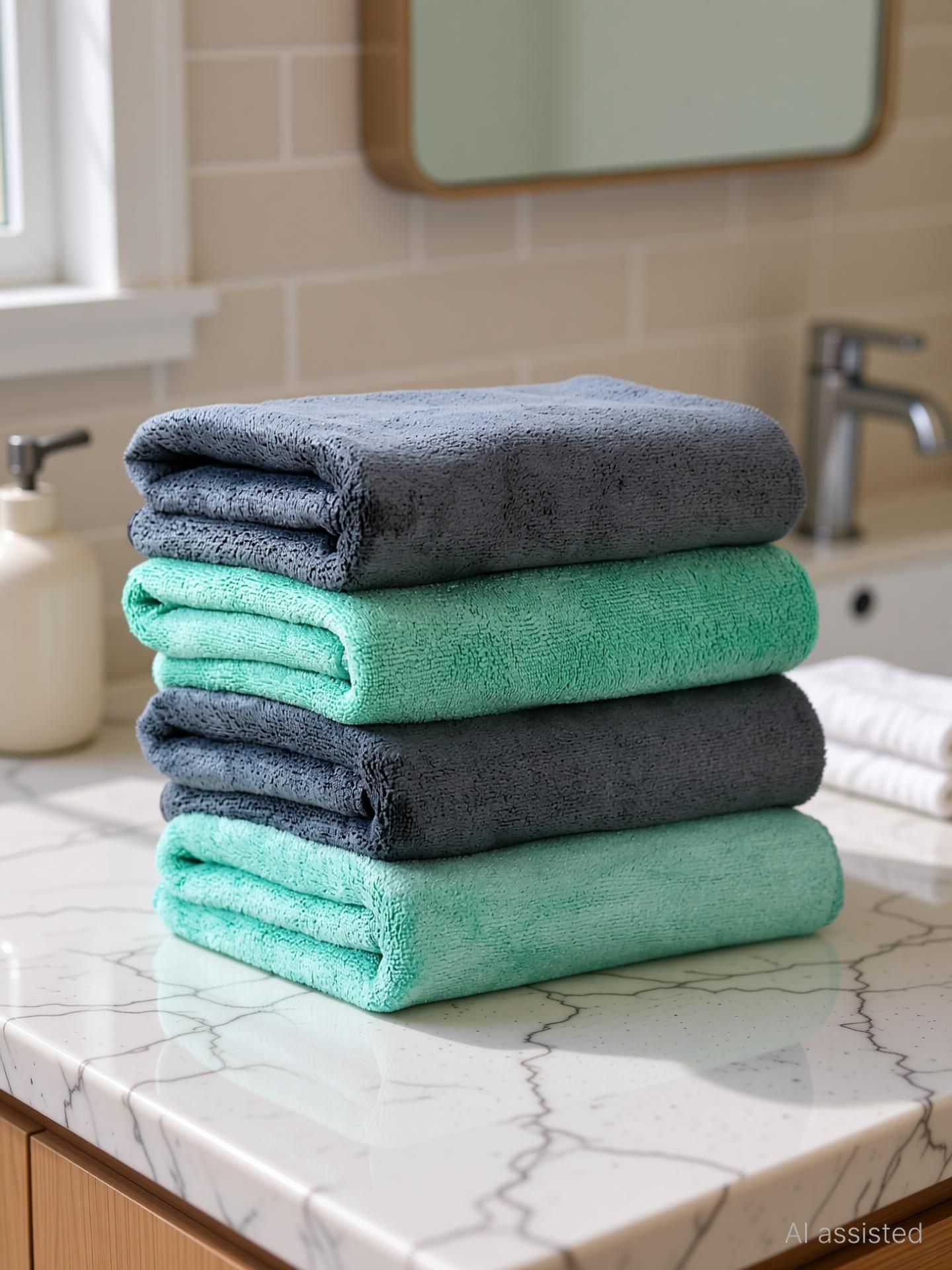 Microfiber 400 GSM Hand, Face Towel Set-image-43