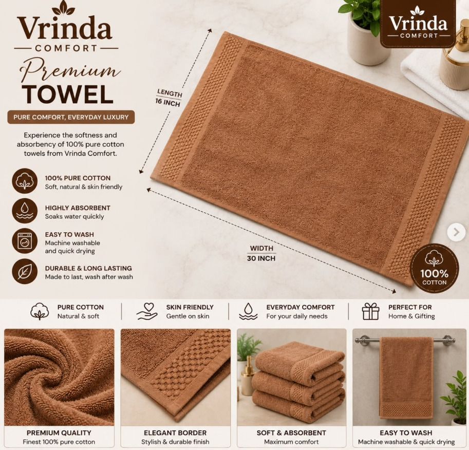 vrindcomf Cotton 1 GSM Hand Towel-picture-40