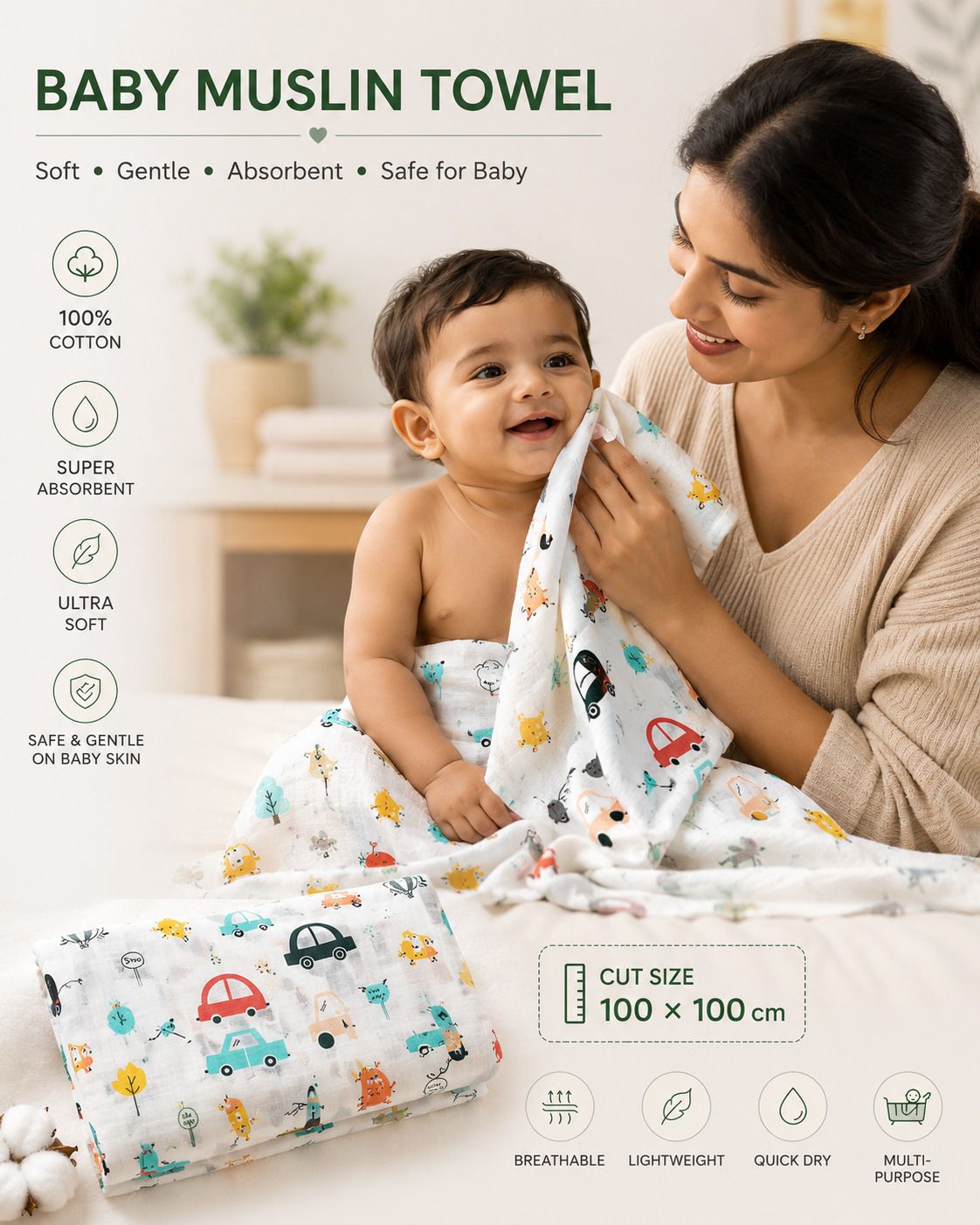 Cotton 100 GSM Bath, Face, Hand Towel-image-13