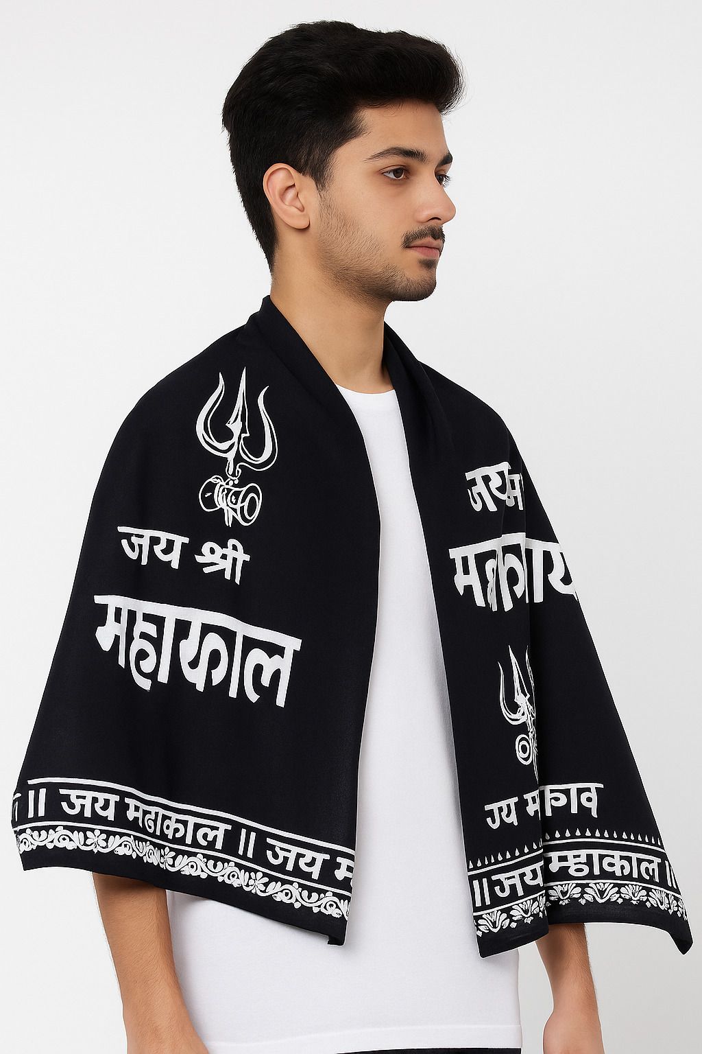 complayyer Printed Pure Cotton Men Black Scarf-picture-34