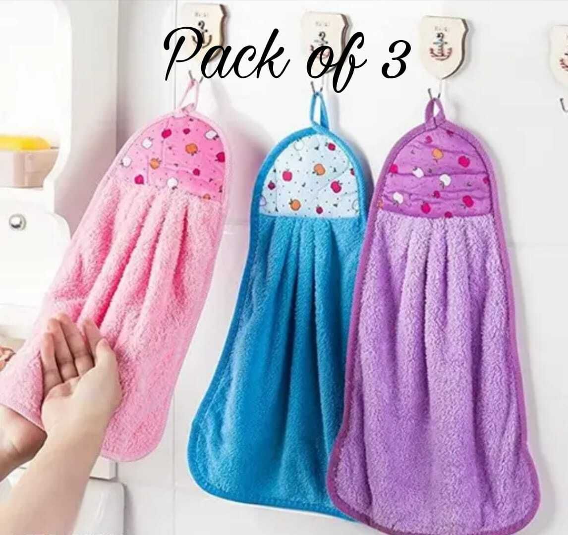 Microfiber Hanging Hand Towel Pack of 3 Wet and Dry Microfiber Cleaning Cloth-image-41