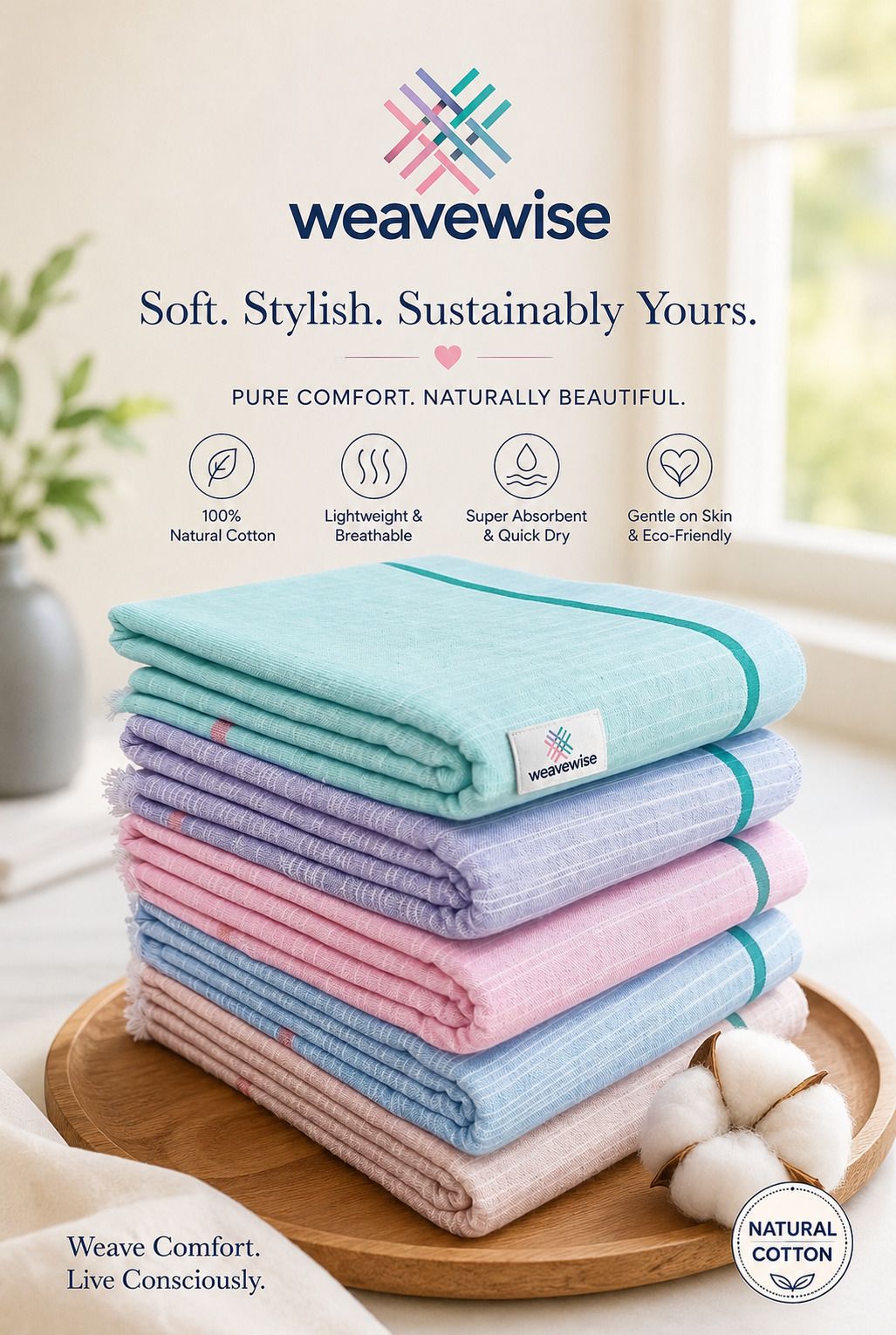 Cotton 300 GSM Hair, Beach, Sport, Bath, Face, Hand Gamcha Set-image-46