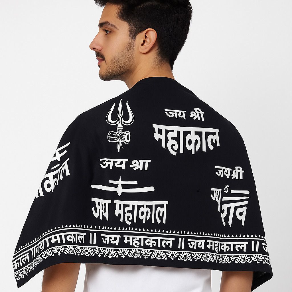 Printed Pure Cotton Men Black Scarf-image-38
