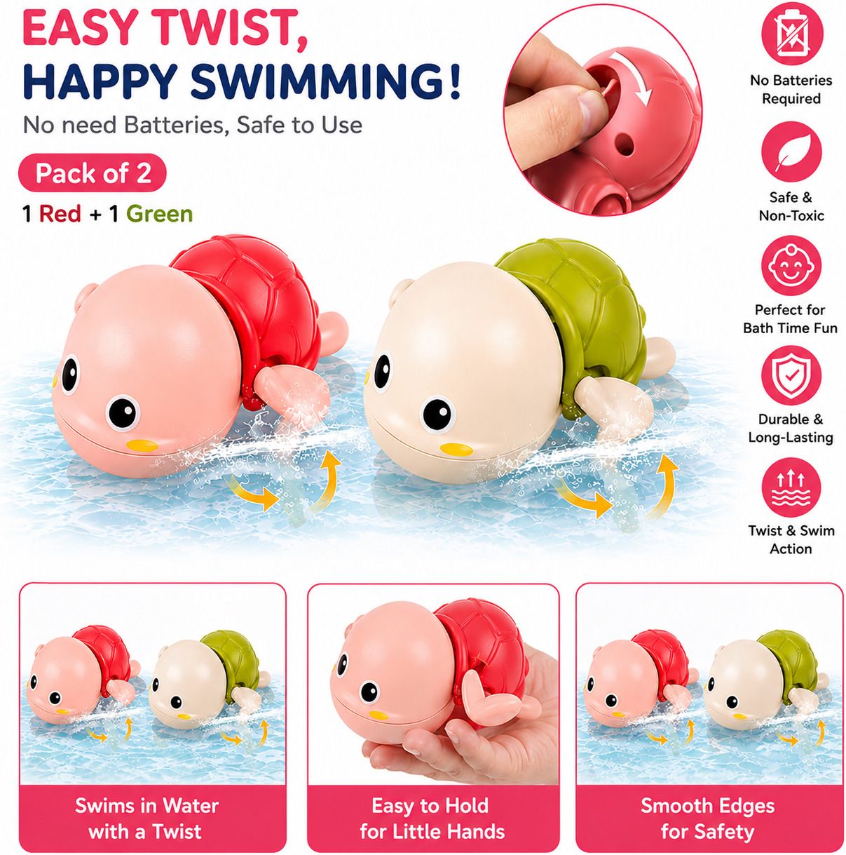 Wind-Up Turtle Bath Toy Swimming Water Toy for Babies Kids Bath Time Fun Bath Toy-image-9