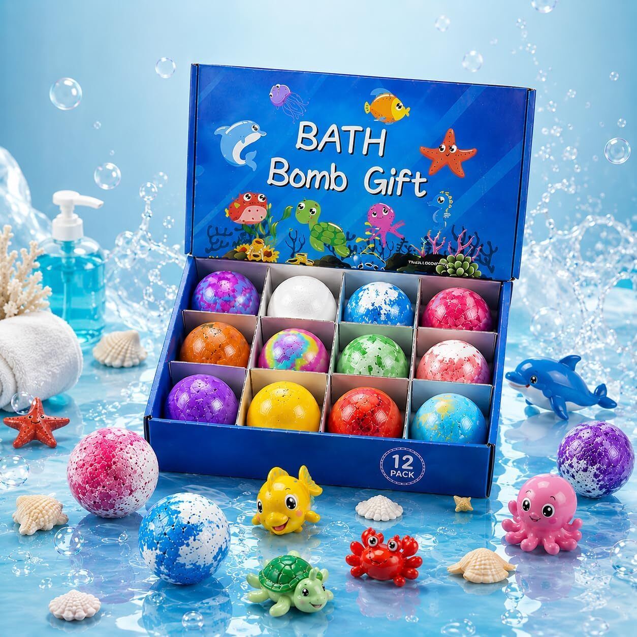 nizix Kids Bath Bomb Collection with Toy Inside Soft Skin Bubble Bath Set Bath Toy-picture-33