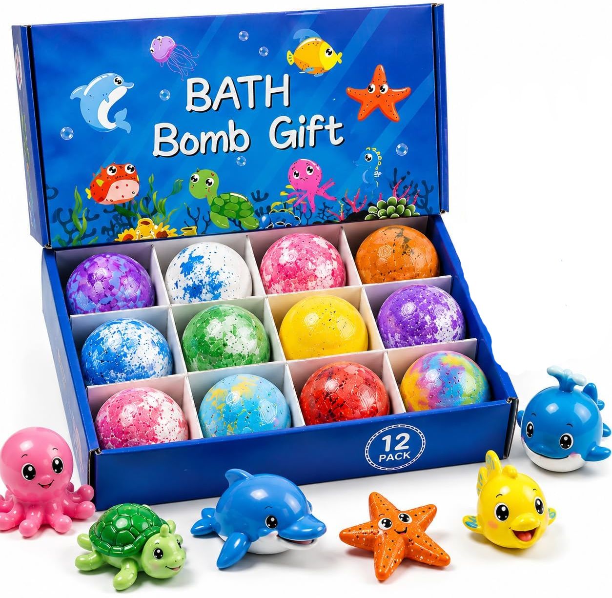 mpix Colorful Kids Bath Bomb Set 12 Pack with Hidden Toy Bubble Bath Fun Bath Toy-picture-25