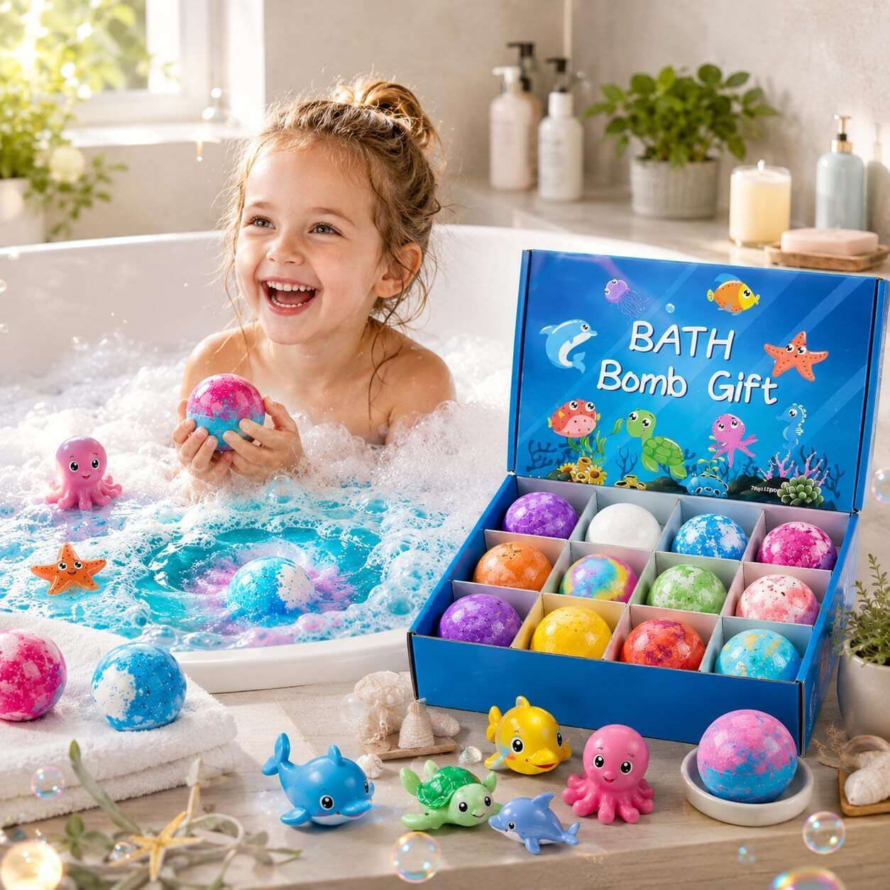 jaaro Kids Colorful Bath Bomb Set 12 Fizz Balls with Surprise Toy for Fun Bath Bath Toy-picture-39