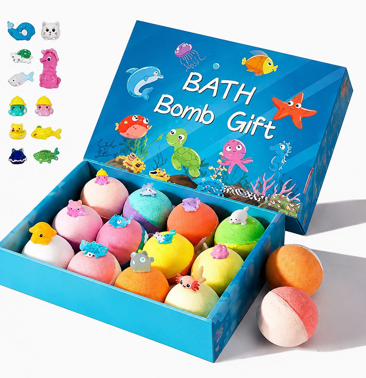 mpix Kids Bubble Bath Bomb Set 12 Piece with Surprise Toy Inside Each Bomb Bath Toy-picture-32