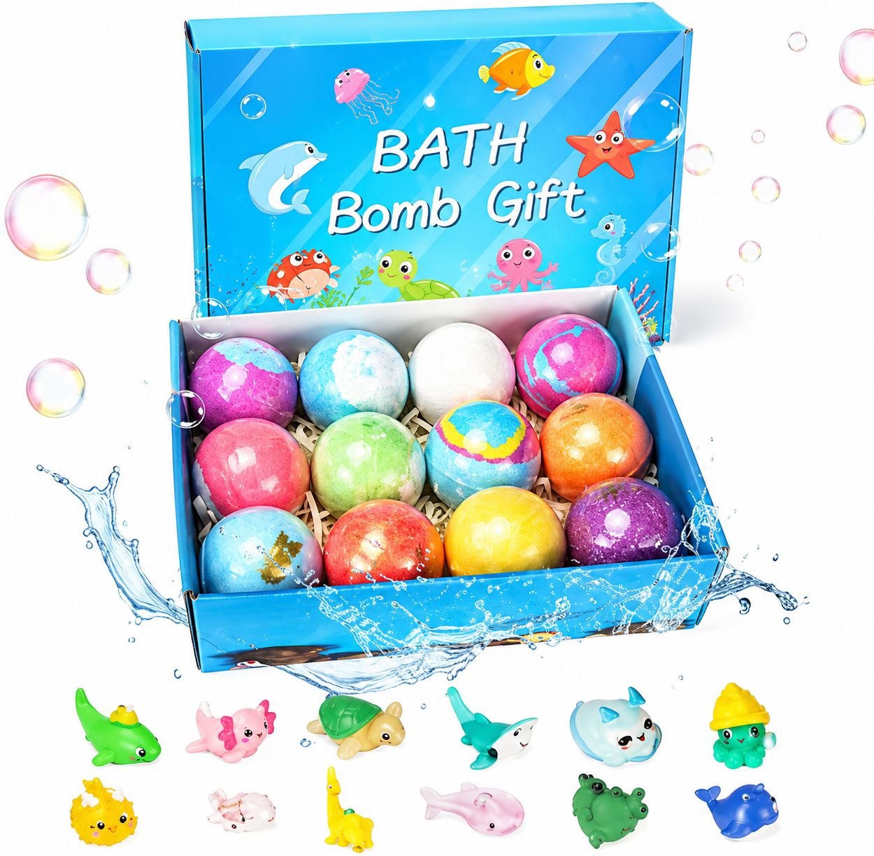 mpix Kids Moisturizing Bath Bomb Set 12 Pack with Hidden Surprise Toy Bath Toy-picture-22