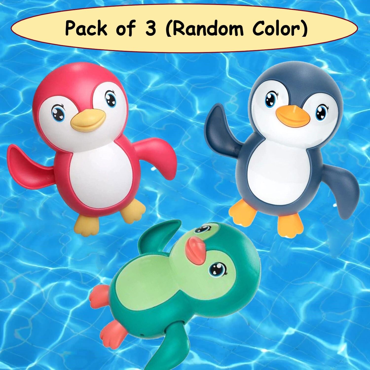 adkd Swimming Penguin Wind Up Bath Toy - Pack of 3 (Colour May Vary) Bath Toy-picture-6
