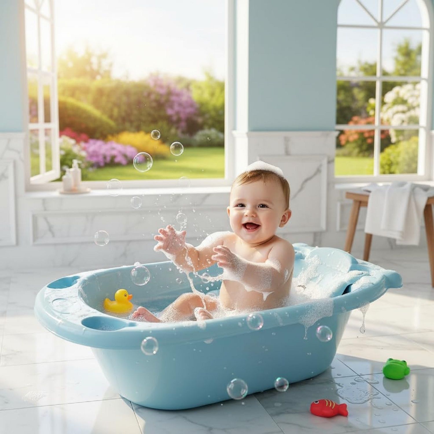 dapzo Foldable Infant Bath Tub with cushion, Newborn Toddler Bathing Support-picture-43