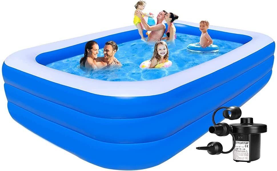 10 FT. Bath tub for Baby Inflatable Rectangular Pool with Air Pump Family Pool Inflatable Swimming Pool