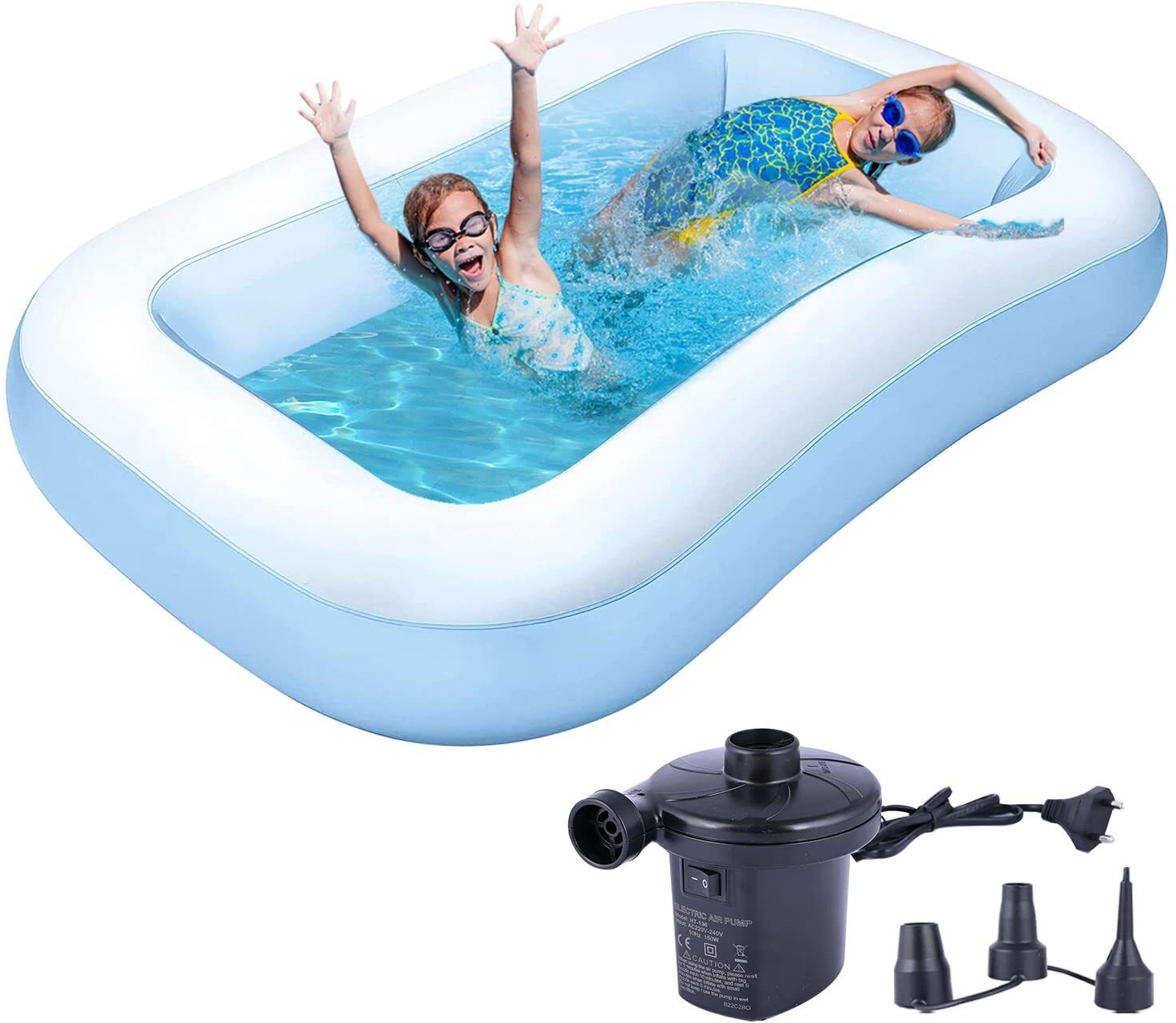 edenglow 5.5 FT. Bath tub for Baby Inflatable Rectangular Pool with Electric Air Pump Inflatable Swimming Pool-picture-16