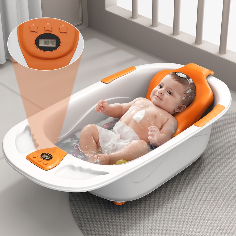 Bathtub & Bath Seat with Temperature Sensor | Baby Kids Bather chair
