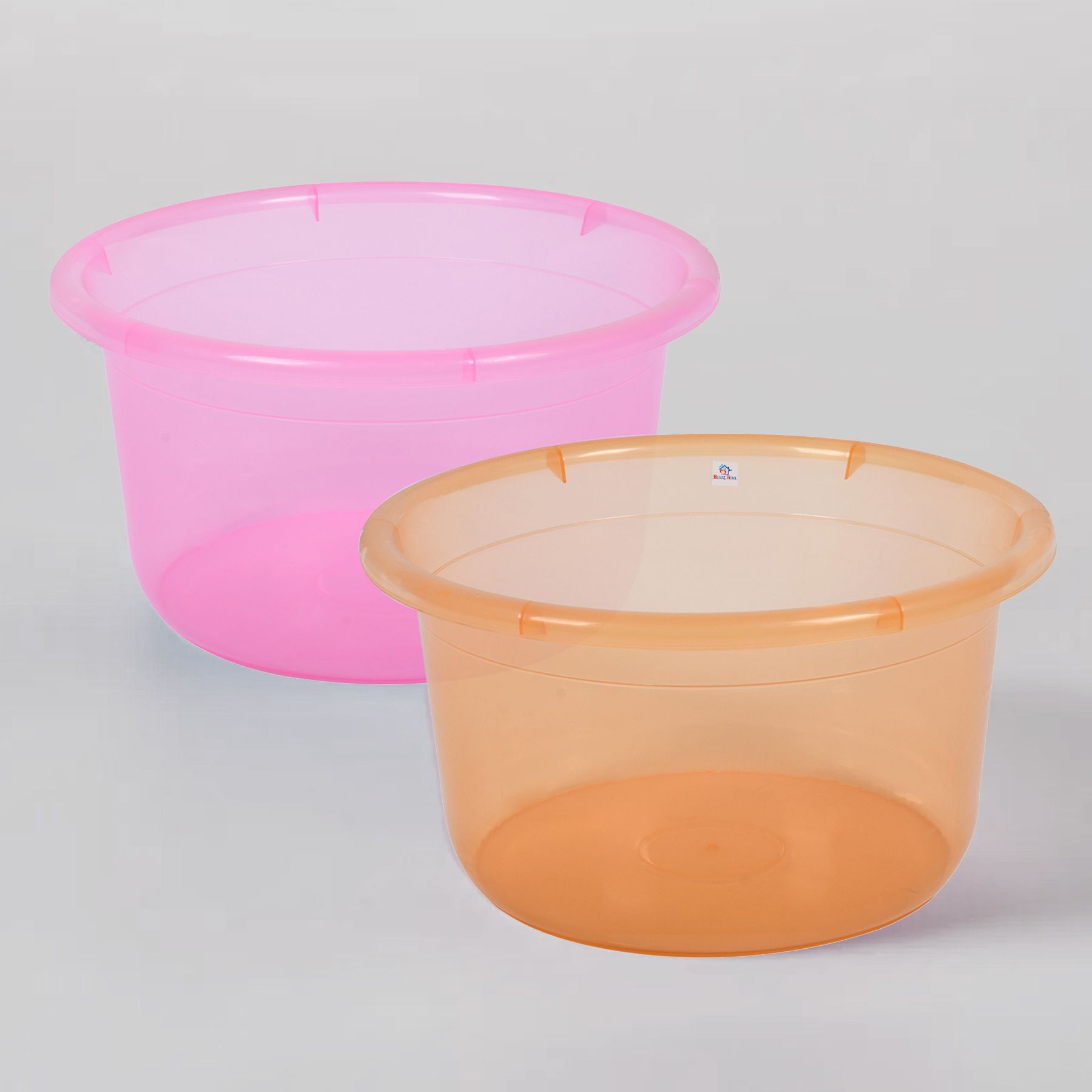 heart home Multipurpose Tub for Bath-Feeding Pan|25 LTR|Pack of 2|Transparent|Pink & Orange-picture-28