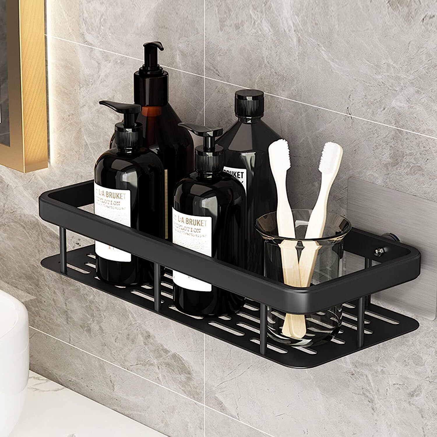 Self Adhesive Bathroom Shelf Wall Mounted |Bathroom Organizer Rack | Iron Wall Shelf-image-26