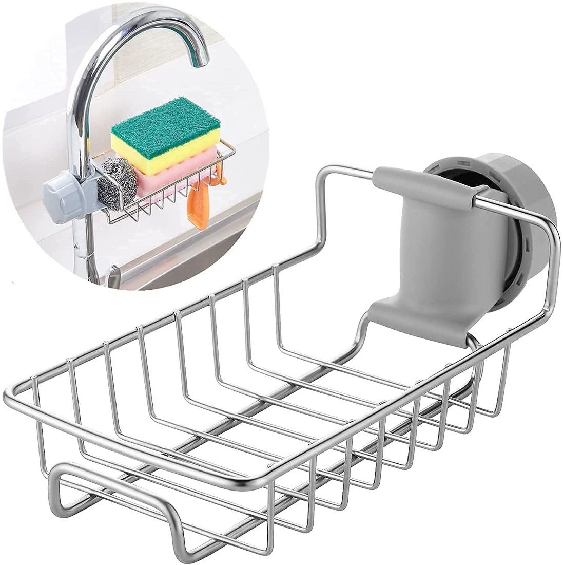 AUM Kitchen Sink Faucet Sponge Holder Caddy Organizer Bathtub Caddy