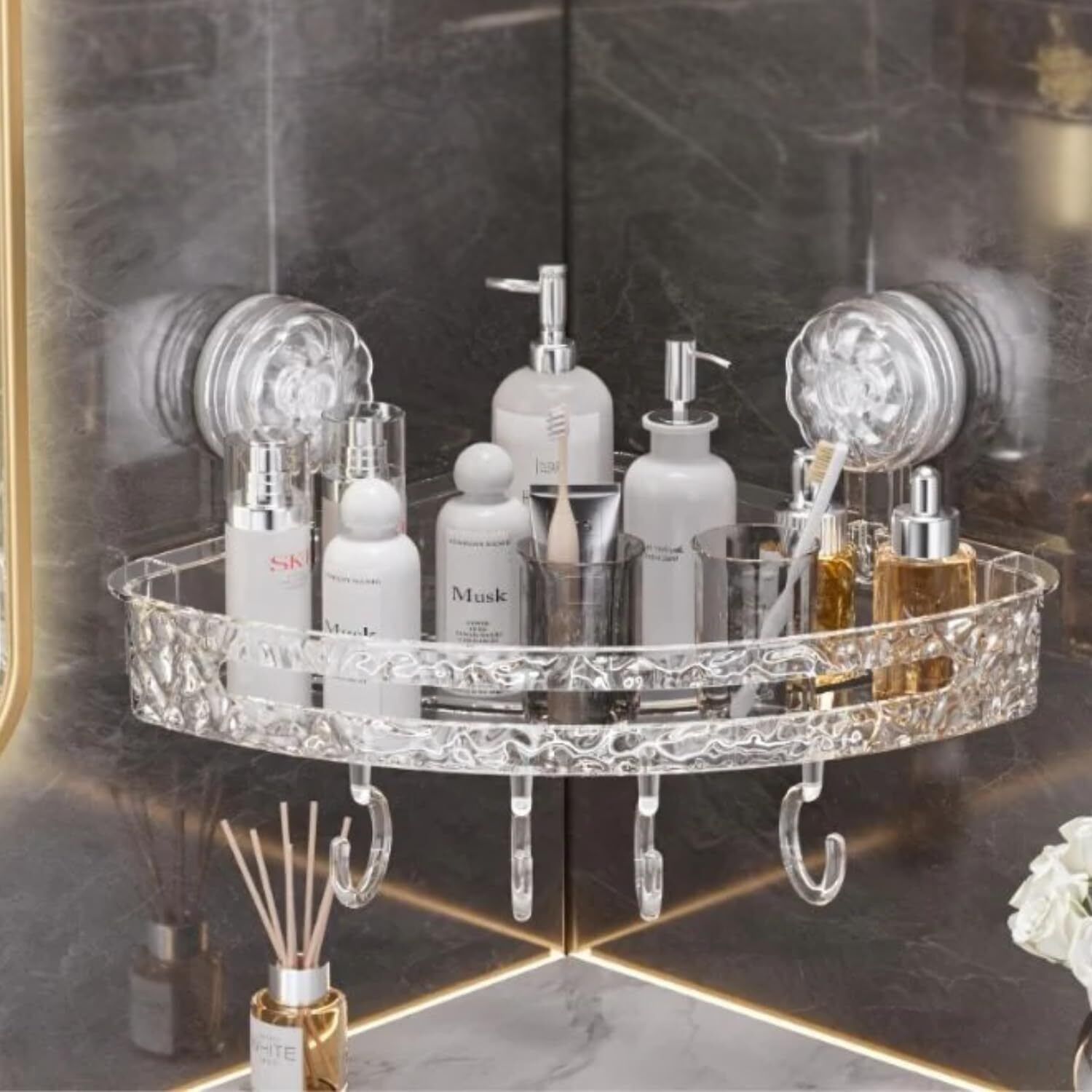 homken Acrylic Corner Shelf for Bathroom Bathtub Caddy-picture-34