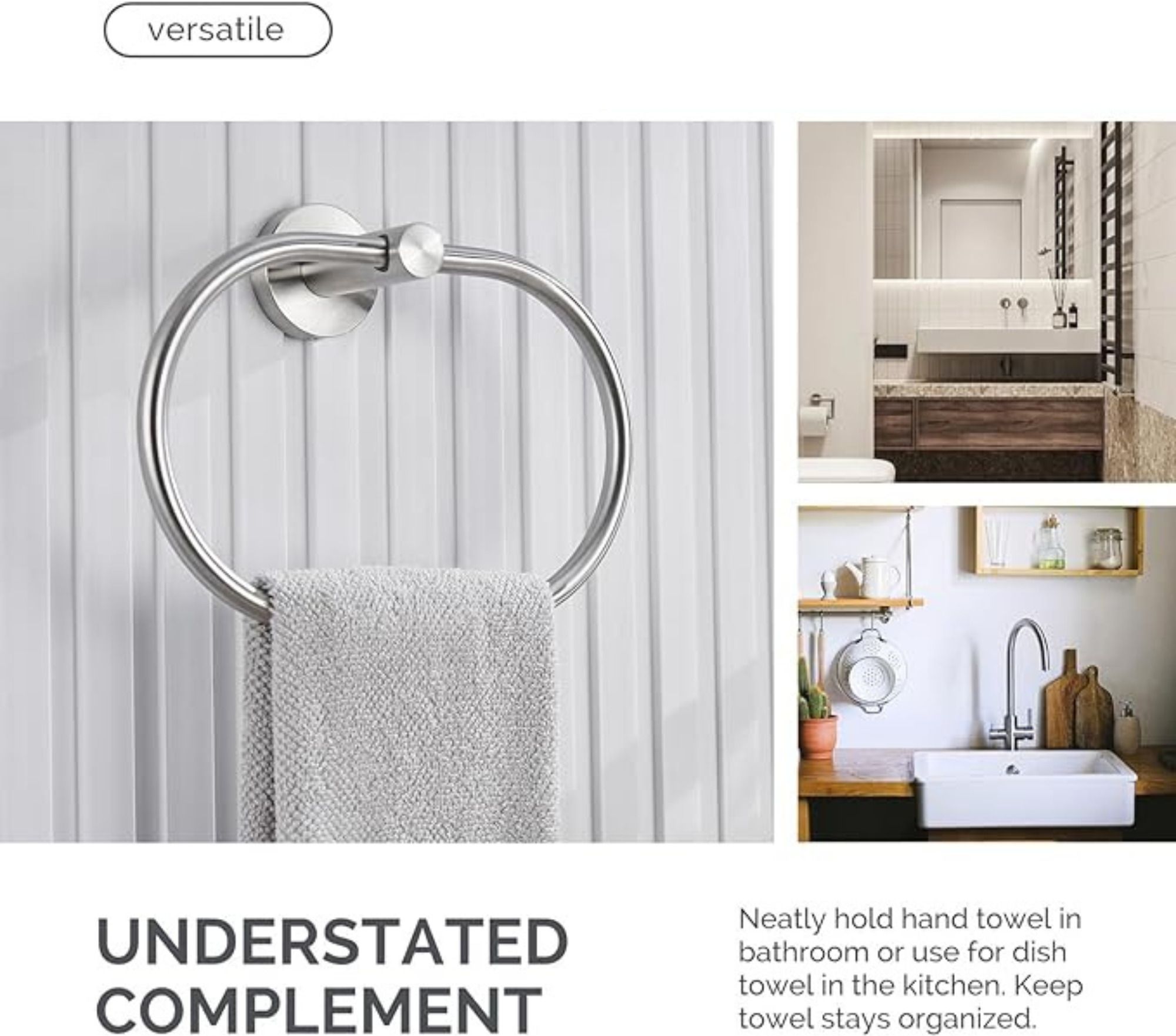 ® Towel Ring Stainless Steel Round Towel Holder for Bathroom Bathtub Caddy