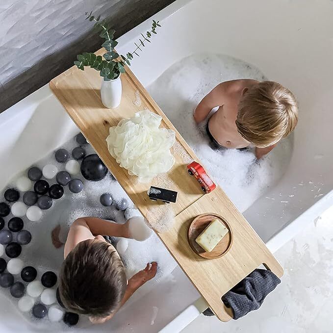 Wood Bathtub Tray Cell Phone Wine Glass Shampoo Towel Bath Ball Bathtub Caddy