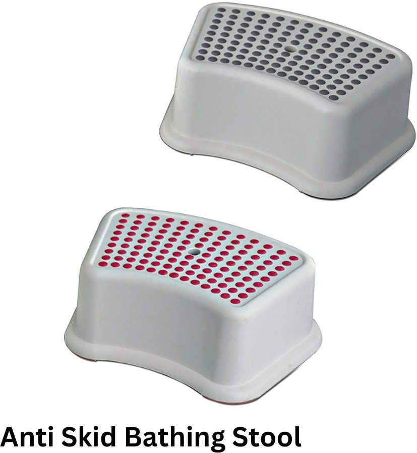Antiskid Bathroom Plastic Stool (Assorted Colours) - Set of 2 (BRC-710) Bathtub Caddy-image-41