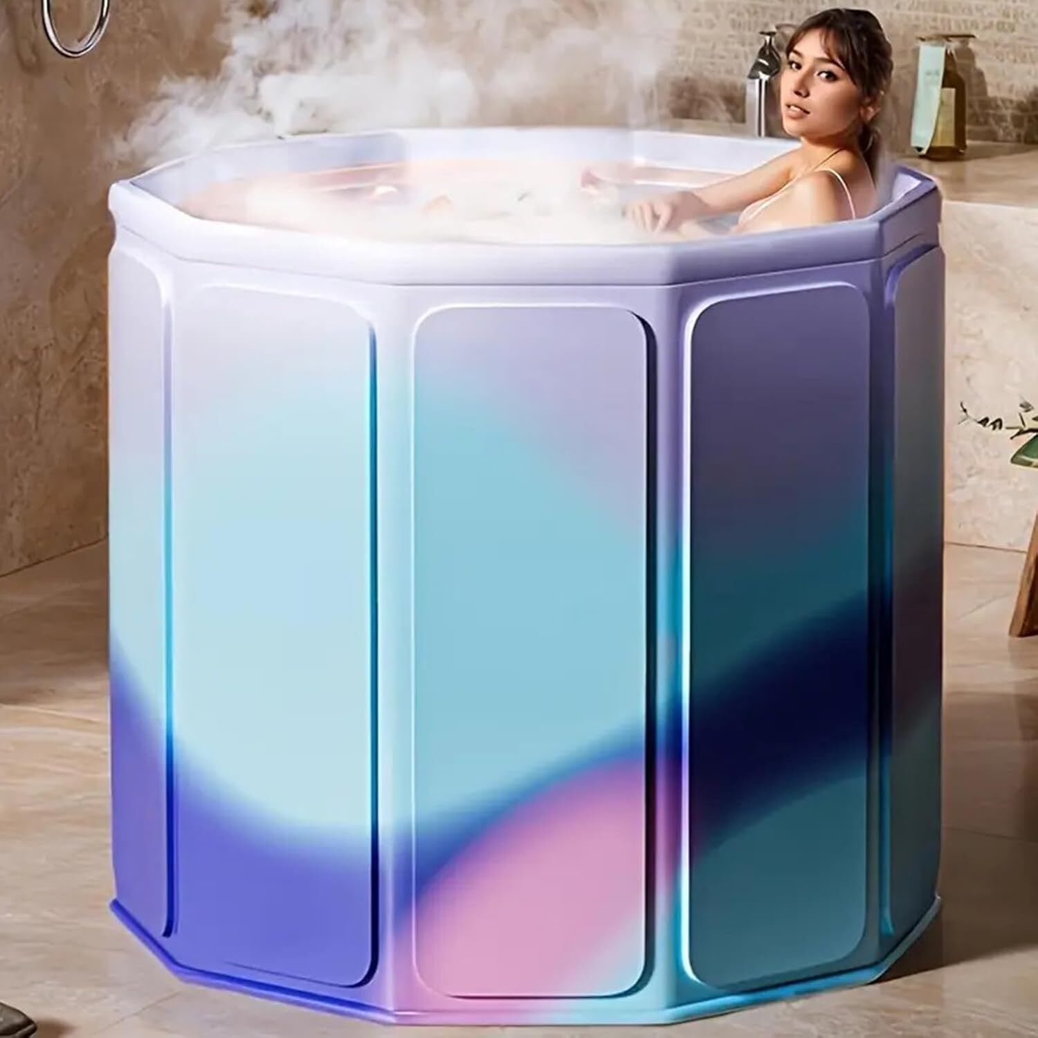 Portable Ice Bath Tub for Adults – Cold Plunge Recovery Barrel Cold Water Ice Bath Tub – Full Body Recovery Soak Tank Undermount Bathtub-image-7