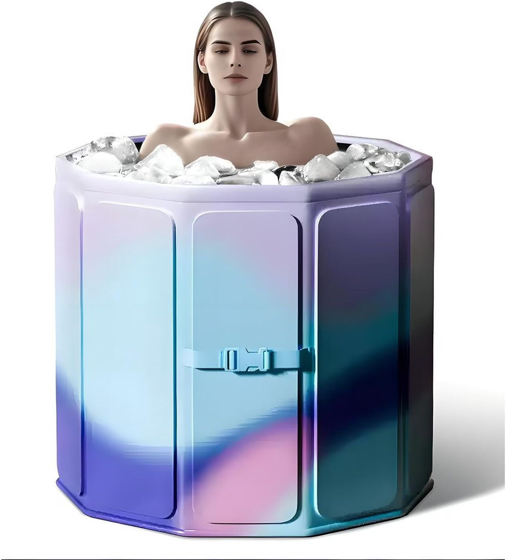 Foldable Ice Bath, Portable Ice Bath Tub for Athletes Cold Plunge Tub for Recovery and Cold Water Therapy, Portable Multiple Layered Ice Pod Barrel for Outdoor Free-standing Bathtub-image-6