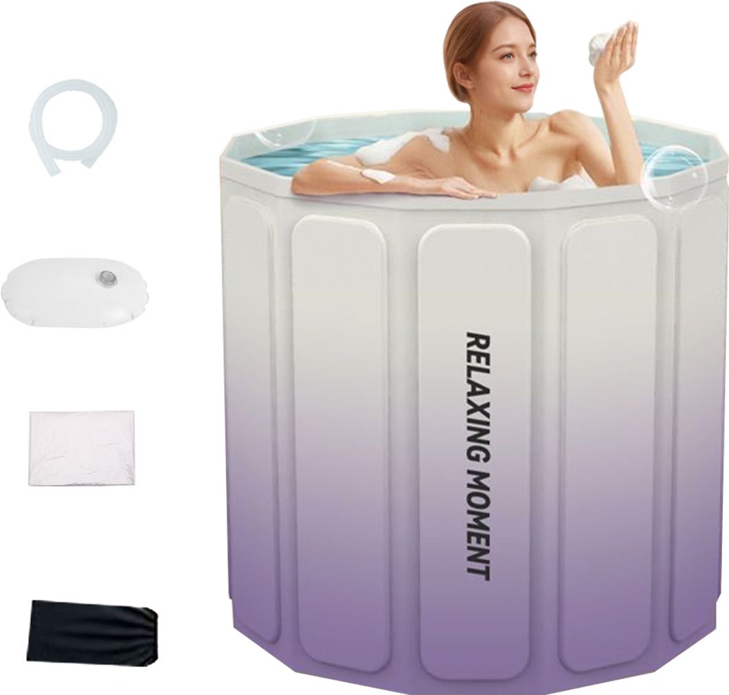 Portable PVC Adult Sitting Bath Tub Portable PVC Bath Tub Adult Sitting Ice Bath Bucket with Drainage Pipe Free-standing Bathtub