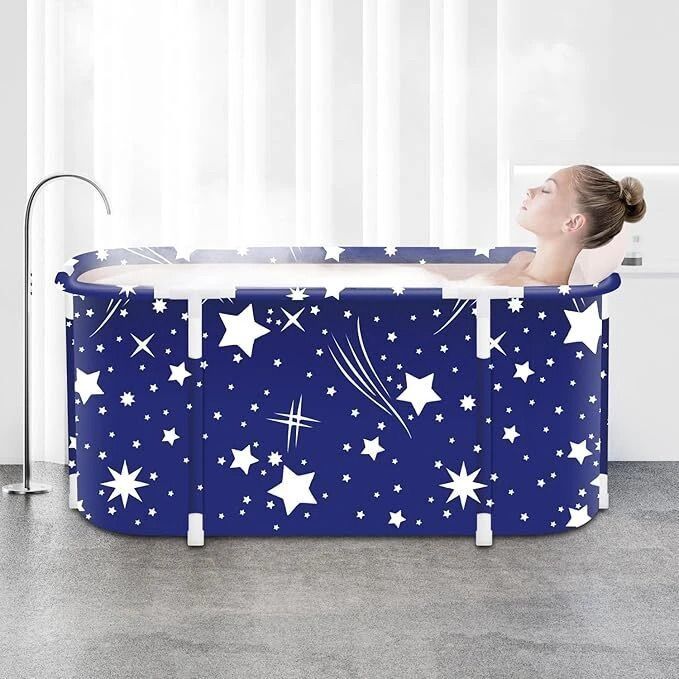Portable Foldable Bathtub, 48" Freestanding Soaking Bath Tub for Adults Portable Foldable Bathtub, 48" Freestanding Soaking Bath Tub for Adults, Separate Family Bathroom SPA Tub, Folding BathTub for Adult, Free-standing Bathtub