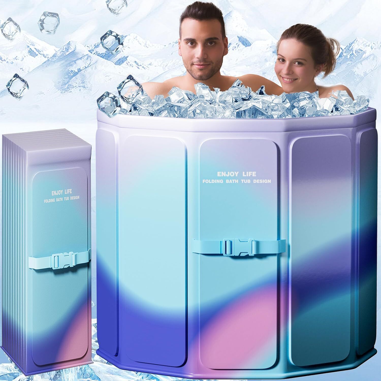 suicune Portable Bath for Adults,70x65cm Freestanding Foldable Bathtubs Foldable Ice Bath Tub for Athletes, Large Cold Plunge Tub Free-standing Bathtub-picture-14