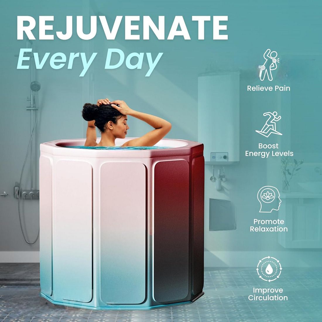 Portable Foldable Bathtub for All Ages - Multi-Layer Insulated Ice Bath with Lid Leakproof PVC Cold Water Therapy Tub for Athlete Recovery - Includes Drain Pipe & Cover Free-standing Bathtub-image-35