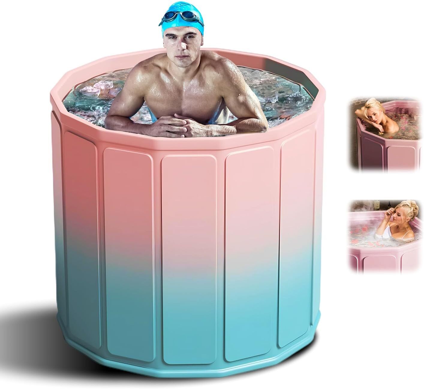 Ice BathTub for Adults Inflatable BathTub for Adults, Thickened Insulated Ice Bath Tub, Bath Tub for Adult (Pink Blue) Free-standing Bathtub