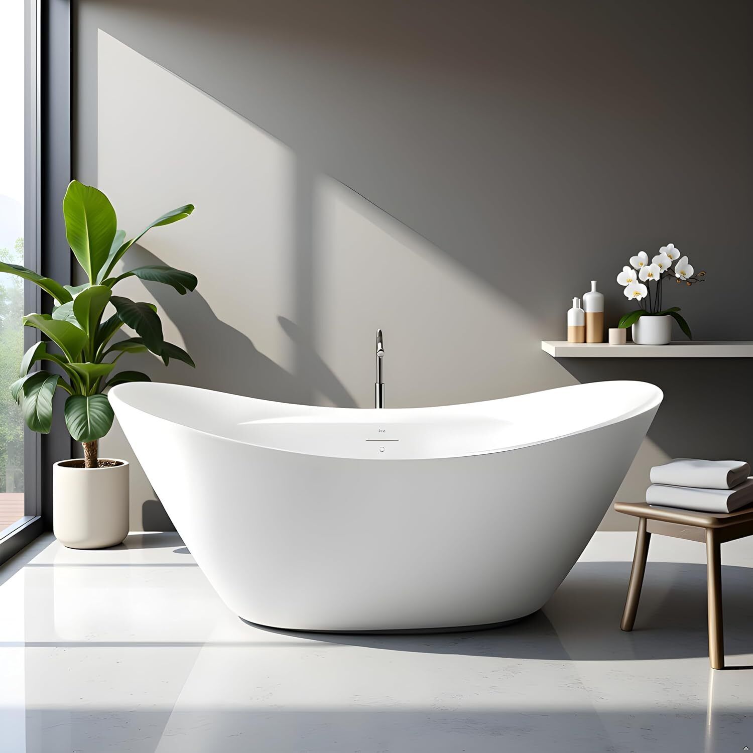 170 cm Premium Acrylic Soaking Bathtub 6-Layer Reinforced Structure Free-standing Bathtub-image-21