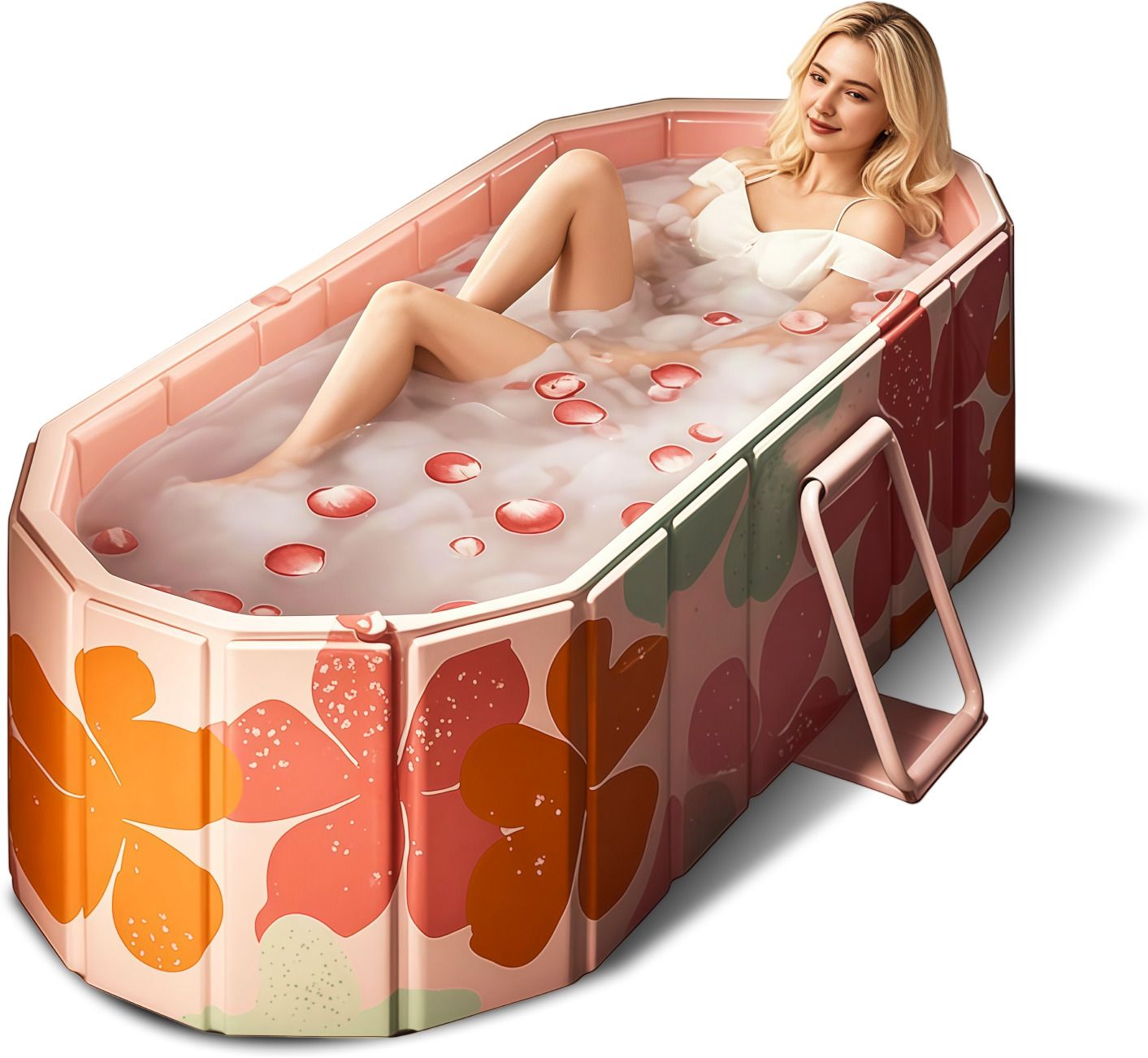 Portable Ice Bath Barrel for Adults Thickened Insulated Bath Tub with Quick Drain System, Large Foldable Soaking Tub for Bathroom Hot Water Bath & Cold Water Recovery Therapy Free-standing Bathtub