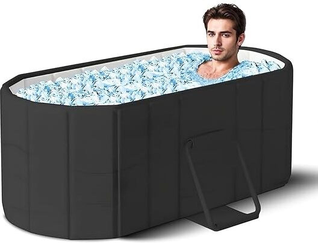 Freestanding Bathtub AN- Foldable Large Bath Tub (black) Free-standing Bathtub-image-11