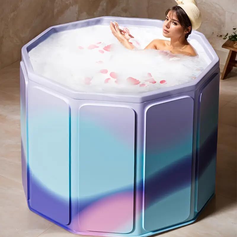 Portable Foldable Ice Bath Tub Cold Plunge Tub for Athletes Foldable Soaking Bathtub for Adults, Portable Ice Bath tub for Cold Water Therapy Free-standing Bathtub