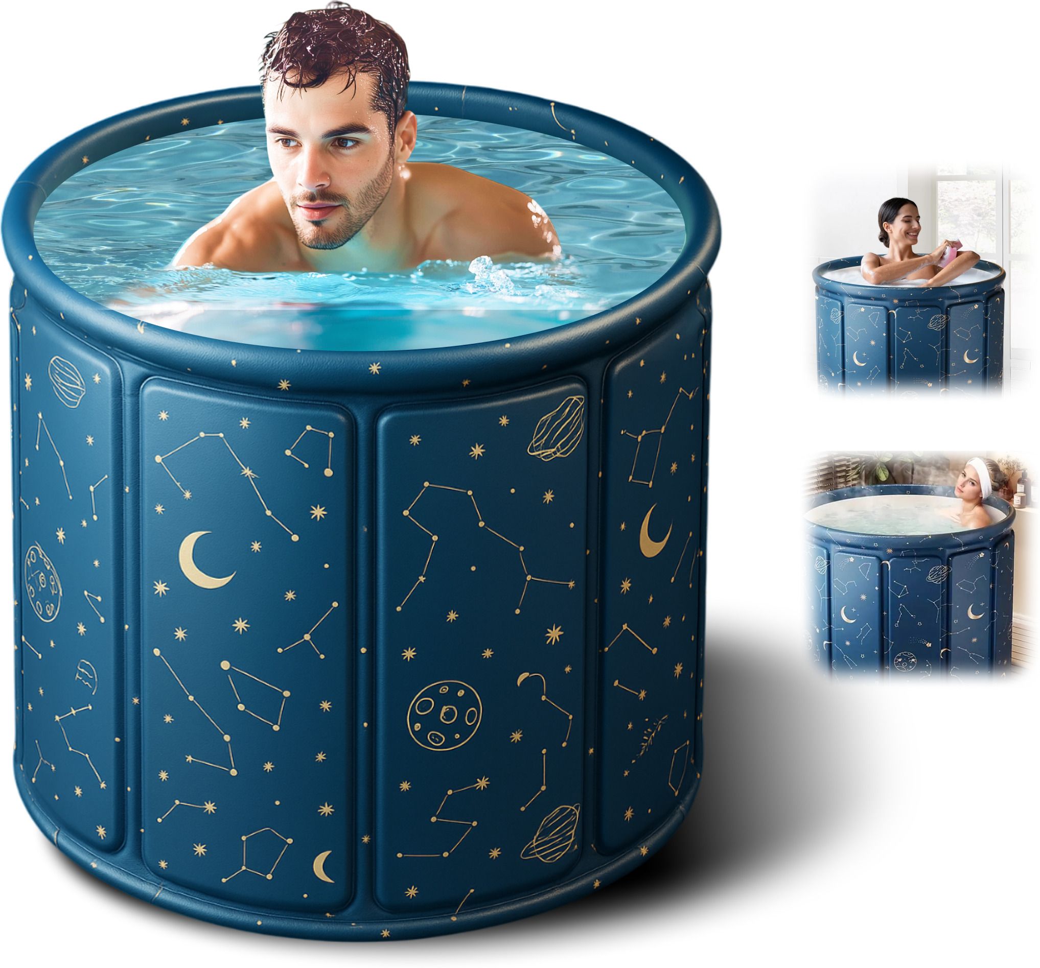 Insulated Ice Bath Tub for Adults Large Inflatable Bath Tub with Temperature Retention Technology, Quick Drain System, Foldable Portable Soaking Tub for Bathroom, Gym Recovery & Home Spa Use Free-standing Bathtub