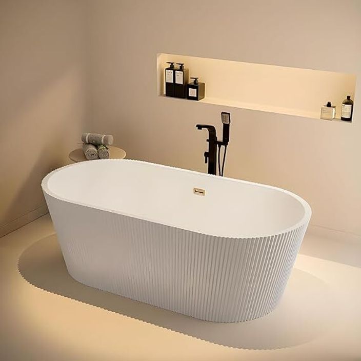 INFINITY Freestanding Bathtub 150 cm – White Glossy Acrylic Soaking Tub INFINITY Freestanding Bathtub 150 cm – White Glossy Acrylic Soaking Tub with Attractive Outer Grid Design, Overflow Drain, Brass Pop-Up Waste Coupling & Waste Pipe, 6-Layer Reinforced Free-standing Bathtub-image-13