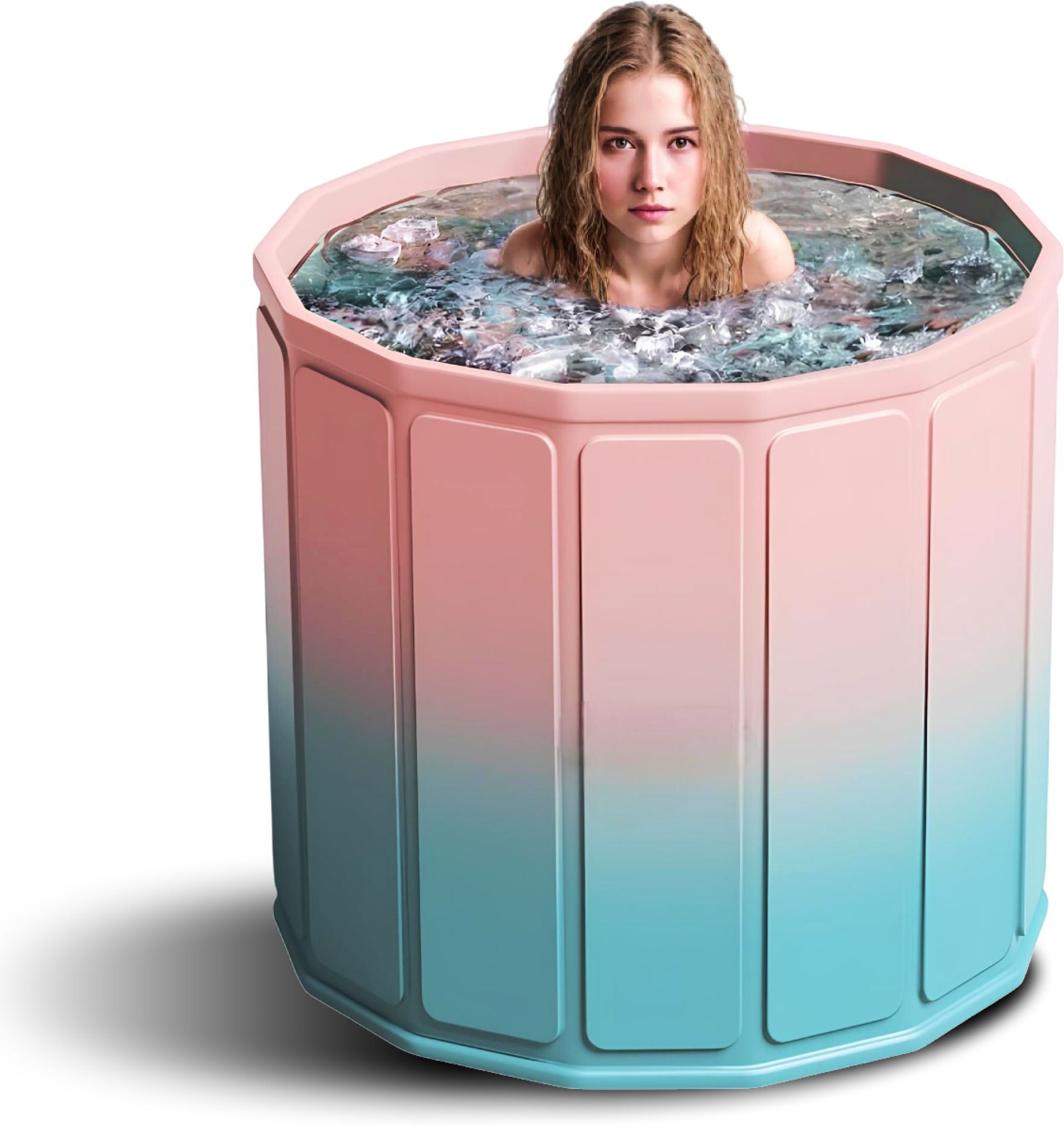 Portable Adult Bath Tub with Drain Plug Thickened PVC Ice Bath Barrel for Home Bathroom Free-standing Bathtub