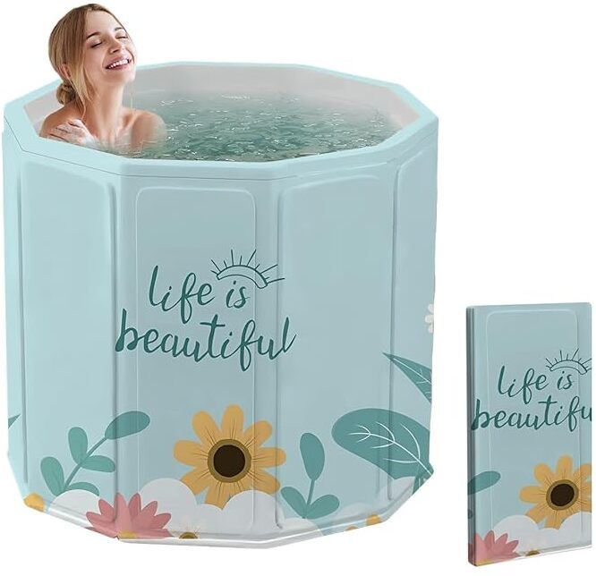 Bath tub for adult for bathroom Tub for Home SPA Bath tub for adult for bathroom Tub for Home SPA, Maintains Hot & Cold Temperature, Drainage Hole, Thickened Layer for Hot and ice bath tub for adults Free-standing Bathtub
